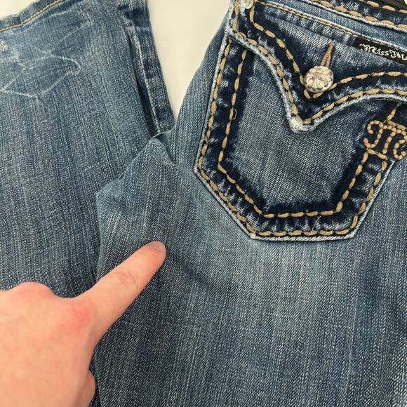Vintage y2k Women's Low Rise Miss Me Blue Denim Bootcut Jeans Sz 26 JP5014-6 - Picture 7 of 9